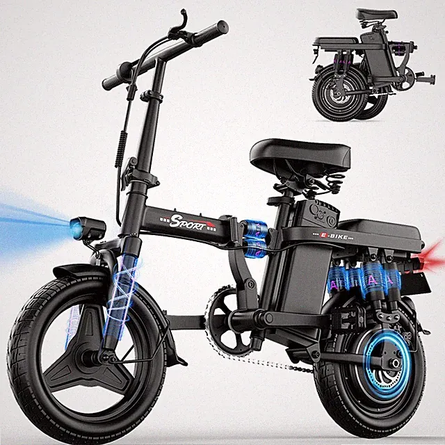 1200W Folding Electric Bike for Adults Teens 14'' Commuting Bike 25MPH 45 Miles