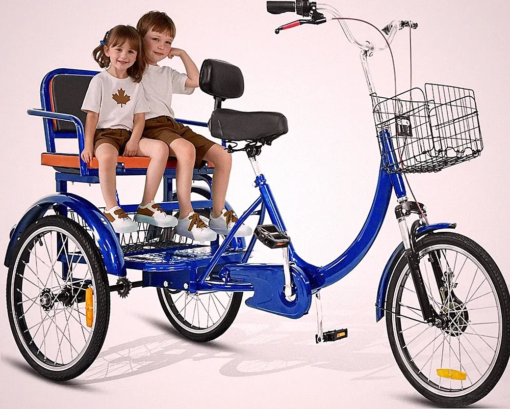 20" Adult Tricycle 3 Wheeled Trike Bicycle w/ Child Seat & Shopping Basket
