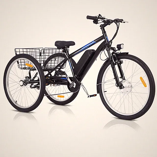 24"/26" In 3 Wheel Electric Bicycle 7 Speeds for Adults 350lbs Loading Capacity