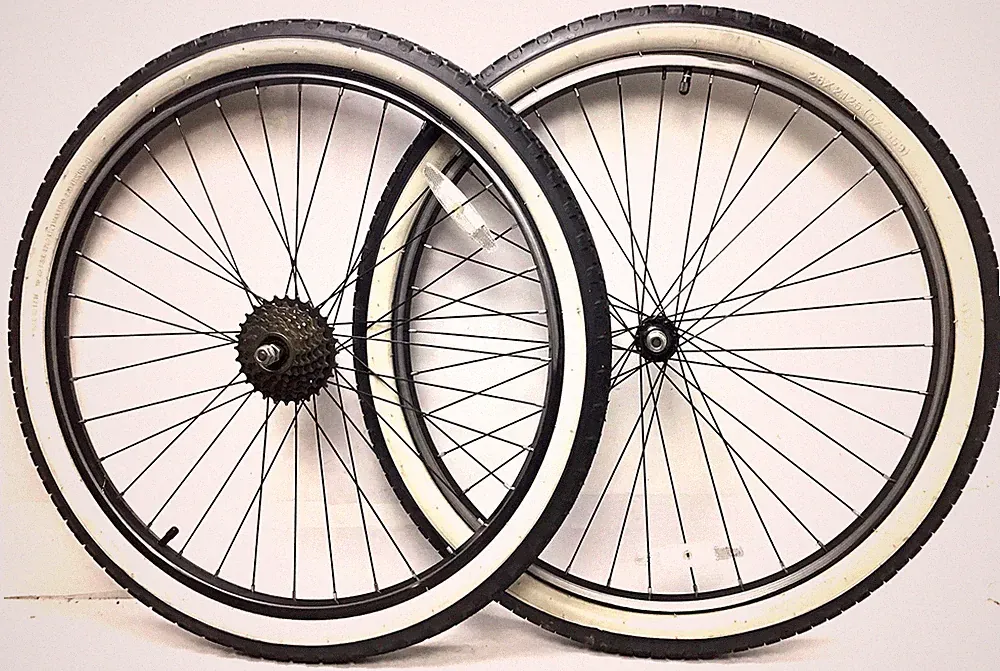 26" Bicycle Black Wheel Set 7-Speed Freewheel 2.125" Tire Beach Cruiser Bike #P5