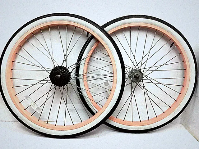 26" Bicycle Pink Wheel Set 7-Speed Freewheel 2.125" Tire Beach Cruiser Bike #P2