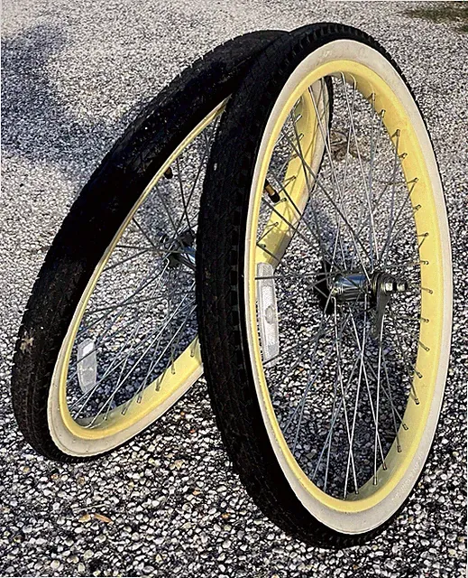 26" Bicycle Yellow Wheel Set 2.125" Whitewall Tires Beach Cruiser Bike #B66