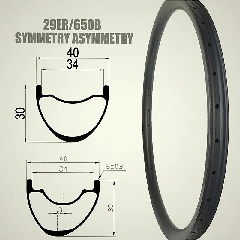 29er 27.5er 650B Mountain Bike Rim 24 28H Tubeless Bicycle Carbon Fiber Wheels