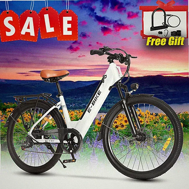 750W Ebike 26'' Electric Bike Bicycle 25Mph Commuter Tire Mountain Bikes Adults