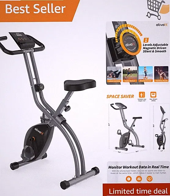 Folding Exercise Bike Indoor Cycling Magnetic 3-in-1 with Resistance Bands