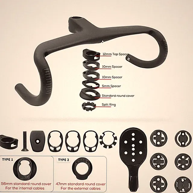 Internal Cable Road Bicycle Handlebar Carbon Fiber Bike Integrated Drop Bar