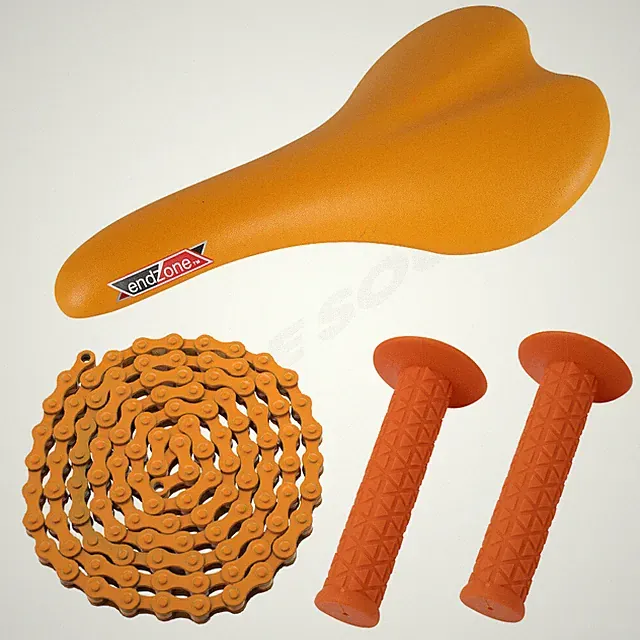 PRO+ PACKAGE DEAL: BICYCLE SEAT GRIPS CHAIN BMX ROAD FIXIE MTB BIKES ORANGE